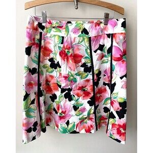 Apt 9 Women's Skirt Size 16P  Floral Zip Lightweight Cotton White, Pink, Black